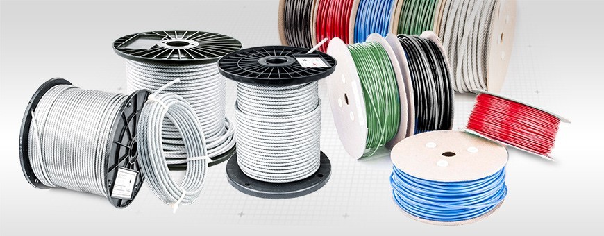 Stahlseil mit PVC Ummantelung  fünf Farben Meterware von 5m bis 200m